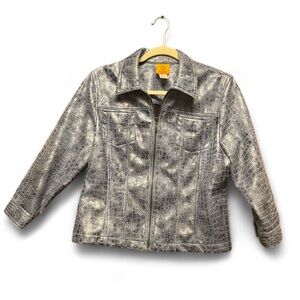 Ruby Rd. Metallic‎ Croc-Embossed Jacket